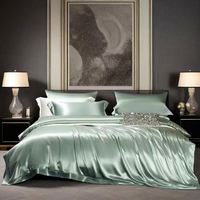 Parure de lit en gros, style soie de mûrier, drap de luxe personnalisé pour la maison et l'hôtel