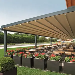 Manufacturer Open-Air Electric Aluminum Retractable Pergola Pvc Fabric Roof Automatic Alu Pergola