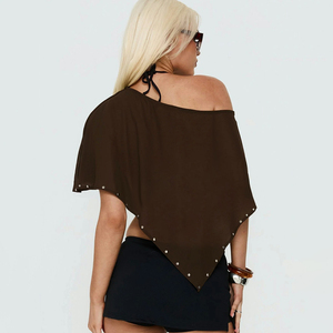 New Arrival Womens Streetwear Rivet Breathable Solid Chiffon Sheer Cover-up Sexy <b>Beach</b> <b>Tunic</b> Resort Vacation Kimono - Product Image 5