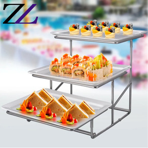 Plateaux <span class=keywords><strong>de</strong></span> service pour Buffet <span class=keywords><strong>de</strong></span> cuisine, 2 niveaux, en pierre précieuse saine, entrée salade fruits <span class=keywords><strong>de</strong></span> <span class=keywords><strong>mer</strong></span>, support <span class=keywords><strong>de</strong></span> service en céramique en porcelaine blanche - Product Image 2
