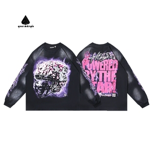 Felpe a maniche lunghe con cappuccio Vintage <span class=keywords><strong>oversize</strong></span> in cotone lavabile con fossetta <span class=keywords><strong>verde</strong></span> da donna con stampa personalizzata per l'inverno - Product Image 2