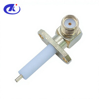 Conector RF de Alto Rendimiento de Fábrica ZK, Conector SMA Hembra de Montaje en Panel con Brida de Ángulo Recto y 4 Orificios, Latón