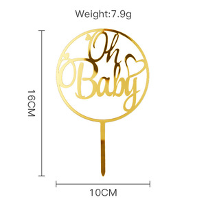 ท็อปเปอร์เค้กอะคริลิค รูปน้ำผึ้งและน้ำหวาน โอ้ เบบี้ สีทอง สีเงิน สำหรับตกแต่งเค้กในงานเลี้ยงฉลองวันเกิดหรืองานเลี้ยงฉลองทารก - Product Image 5