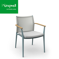 Chaises de jardin en aluminium avec tissage de corde, tissu imperméable pour meubles de patio, chaises de salle à manger d'extérieur avec coussin