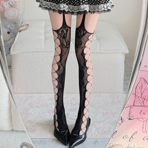 Sexy Hete Meid Rose Zwart Vrouwelijk Patroon Dun Puur Verlangen Wind Zelfs Broek Trend Kant Holle Visnet Kousen - Product Image 3