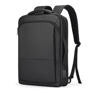 定制3in1超薄商务背包笔记本背包男士扩展容量PU皮革男士旅行背包