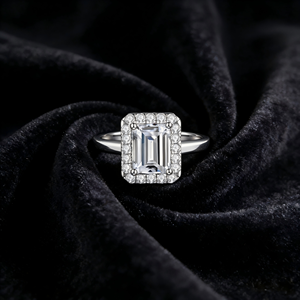 New Arrival S925 Sterling <b>Silver</b> Women's Step-Cut Zirconia <b>Ring</b> with Rows of Diamonds Fade-Resistant - Product Image 3
