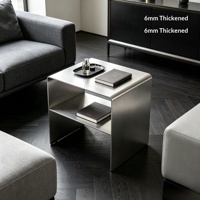 Table basse de style médiéval en acier inoxydable épaissi, table d'appoint, étagère de rangement, table de chevet multifonctionnelle