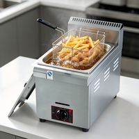 Friteuse à gaz de table professionnelle en acier inoxydable à cylindre unique avec panier pour snack-bar