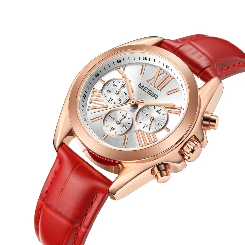 Montre Femme Megir 2114 Quartz Analog Luxury Ladies Wrist Watches Fashion Women Chronograph Watch