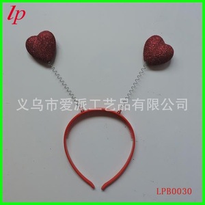 Valentine'S Day Heart Shaped <b>Headband</b> Red Fabric Party Hair Accessory LPB0069 - Product Image 3