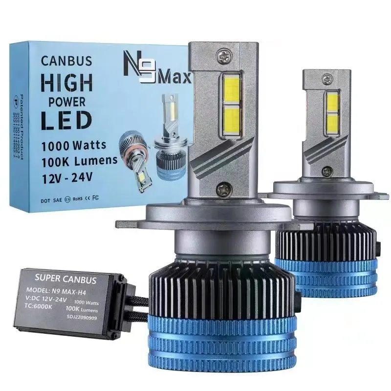 N9 Max Tốt Nhất Bán N9 Max 1000W 26000lm Sáng Tự Động H7 LED Đèn Pha Bóng Đèn 6000K Xe Đèn Pha LED H4 H1 H11 9005 9006 9007