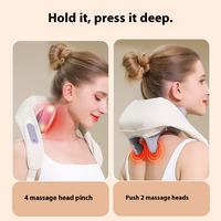 Masseur intelligent rechargeable Shiatsu pour le cou et les épaules avec contrôle de la chaleur, physiothérapie électrique pour soulager les douleurs dorsales