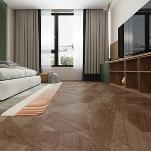 Revêtement de sol <span class=keywords><strong>stratifié</strong></span> à motifs de carreaux en <span class=keywords><strong>acajou</strong></span> rouge HDF avec revêtement de couche imperméable à la cire - Product Image 2