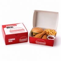 Boîte de livraison de restauration rapide personnalisée et écologique pour combo burger et poulet frit, avec gaufrage et dorure