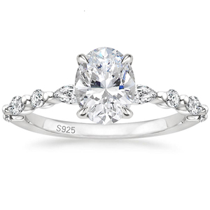 OAHLAN anello 925 in argento Sterling da donna con taglio ovale zirconio cubico anello di fidanzamento gioielli alla moda solitario - Product Image 1