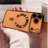 Coques de téléphone portable en TPU souple antichoc avec support magnétique de luxe électroplaqué transparent pour chargement sans fil