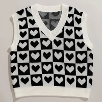 Pull sans manches en coton tricoté personnalisé, respirant, écologique, unisexe, pour femmes et hommes, mode printemps automne, plaid, cœur, collège