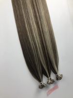 YOUMI Extensions de cheveux humains vierges russes Remy, cuticules alignées, pointes plates, kératine, 18 pouces, couleur méchée pour salon