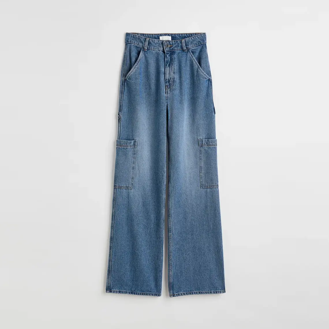 Jeans évasés en Denim, pantalon de charpentier, taille haute, poches utilitaires, Jeans personnalisés pour femmes, pantalon Cargo droit à jambes larges, vente en gros