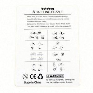 8 pièces/ensemble de puzzles en métal Montessori, casse-tête en fil métallique, jeu éducatif interactif pour enfants et adultes, jouets de développement au design simple - Product Image 6