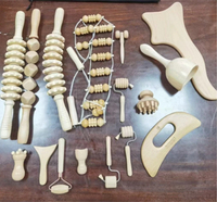 Kit de massage en bois naturel tout-en-un OEM 16 pièces Gua Sha et rouleaux pour le sport, le remodelage corporel et le soulagement des douleurs musculaires