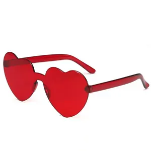 AI-MICH Love Heart Shape Sunglasses Women Rimless Frame Tint Clear Lens Colorful Sun Glasses Female Red Yellow Shades Travel