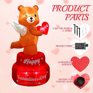 ตุ๊กตาหมีเป่าลม LED กันน้ำขนาด 6 ฟุต สำหรับวันวาเลนไทน์ น่ารัก ขยิบตาได้ พร้อมปีกนางฟ้า รูปหัวใจ 'LOVE' สำหรับตกแต่งงานขอแต่งงาน งานแต่งงาน และงานปาร์ตี้ - Product Image 5