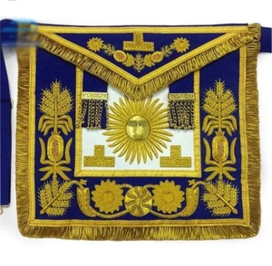 Delantal de cuero de tamaño personalizado Masonic Blue Lodge Master, insignias de logotipo de diseño 3D, patrón cuadrado bordado a mano, cosido magnético - Product Image 5