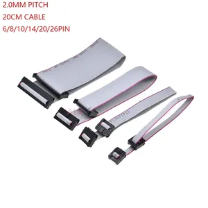 DC3 IDC kutu başlığı için 2.0MM pitch FC-6/8/10/14/16/20/40/50 PIN 20CM JTAG iss indir kablosu gri düz şerit veri kablosu