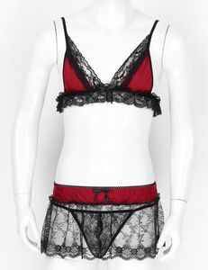 3Pcs Mens Adjustable Erotic Lace <strong>Lingerie</strong> Set <strong>Sissy</strong> <strong>in</strong> Bra and Panties - Product Image 2