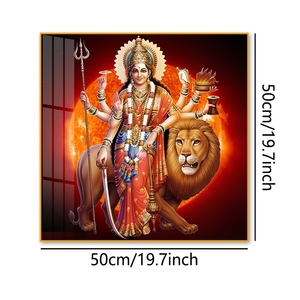 <span class=keywords><strong>Peinture</strong></span> sur porcelaine encadrée - Durga Devi, déesse spirituelle à plusieurs bras, décoration murale pour la maison - Product Image 1
