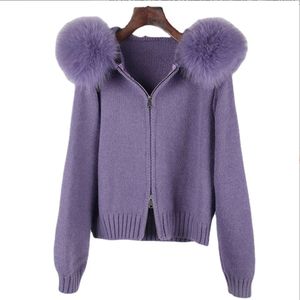 2025 महिला स्लिम स्लिट सर्दियों में छोटे लोमड़ फर कोट गर्म ऊन पुफ आस्तीन जैकेट महिलाओं के लिए असली फर स्वेटर - Product Image 4