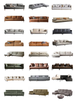 Ensemble de canapé-lit moderne en cuir véritable, nouvellement conçu, rembourré, écologique, durable, confortable, en éponge, forme carrée