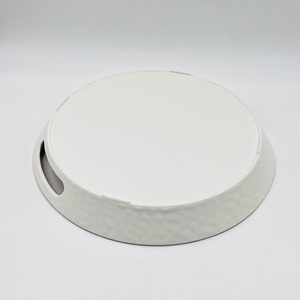 Vassoio Rotondo in Melamina Effetto Legno Recuperato 34,8 cm, Vassoio per Alimenti con Texture Martellata per Ristoranti e Caffè - Product Image 6