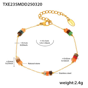 Ensemble <span class=keywords><strong>collier</strong></span> et bracelet en pierres naturelles faites à la main pour femmes, bijoux minimalistes en <span class=keywords><strong>acier</strong></span> <span class=keywords><strong>inoxydable</strong></span>, vente en gros - Product Image 6