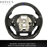 Volant personnalisé en cuir brillant et fibre de carbone Kryvex pour F-150 Raptor R XL XLT Shelby 2021-2025 |   Affichage LED du régime moteur chauffé