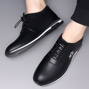 Aoweigezi Chaussures en cuir décontractées pour hommes, bout rond, à lacets, semelle souple, pour le bureau - Product Image 3