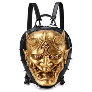 Sac à dos Naynefuw unisexe pour hommes et femmes, Halloween, jaune, unique, personnalisé, horreur, rivets, cornes, diable, satan, <span class=keywords><strong>Hellboy</strong></span>, Oni, masque - Product Image 2