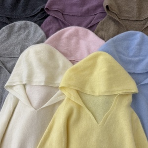 Pull et sweat à capuche en tricot sur mesure printemps 2025 pour <span class=keywords><strong>femme</strong></span> dans un style décontracté, vêtement long en laine <span class=keywords><strong>mérinos</strong></span> chaud d'hiver - Product Image 4