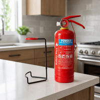 Extincteur à poudre sèche ABC de 1 kg, cylindre en acier rouge portable avec manomètre et support pour la maison, la cuisine, la voiture