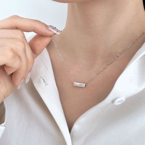Dylam Minimalist Elegance Design S925 Silver Link <b>Chain</b> 5A Zirconia Rectangle Bar-shape Pendant Necklace Necklaces Jewel - Product Image 6