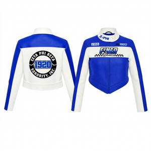 Zeta phi Beta zpb sorority เสื้อแจ็คเก็ตหนัง PU คุณภาพสูงทรงสลิมฟิตแจ็คเก็ตสำหรับแข่งรถปรับแต่งโลโก้ได้ - Product Image 1