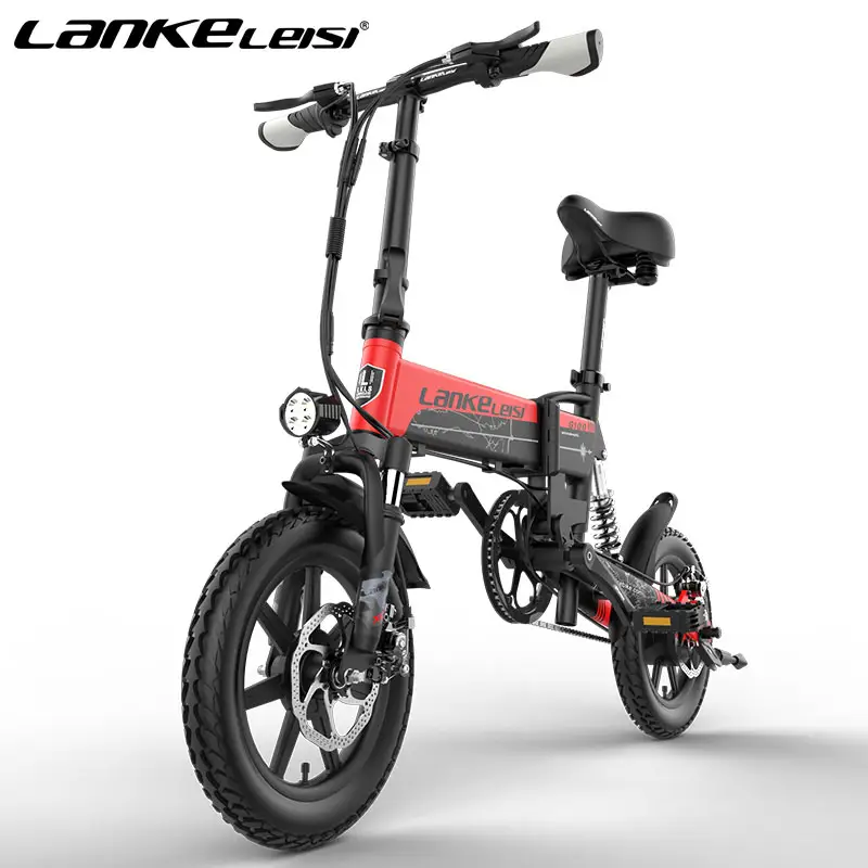 Lankeleisi G100 14 pulgadas mini bicicleta eléctrica plegable portátil urbana e bike 36V 400W SUSPENSIÓN COMPLETA ciudad ebike