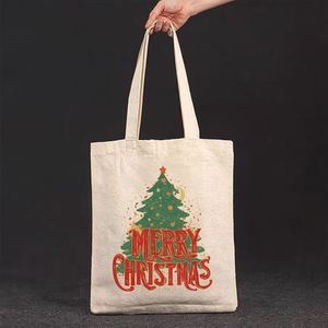 Custom Printed Merry Christmas Cotton <b>Canvas</b> Tote Shopping <b>Bag</b> Fashion Casual Black Tote <b>Bag</b> - Product Image 1