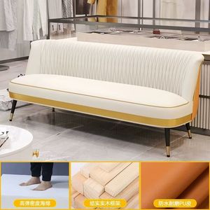 Sofá de Cuero Sintético Rosa con Detalles Dorados, Muebles de Salón Contemporáneos, Duraderos para Uso Comercial - Product Image 3