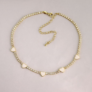 NZ1030 Elegante <span class=keywords><strong>Collana</strong></span> <span class=keywords><strong>Tennis</strong></span> Minimalista in Oro con Charm a <span class=keywords><strong>Cuore</strong></span> in Smalto Arcobaleno e Zirconi Cubici - Product Image 6