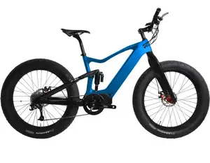 Brand Full Carbon 1000ワットElectric Fat Bicycle Frames 48V 672wh Blue Color 26ER Snow MTB Bike Bafang M620 G510 Motor E-バイク