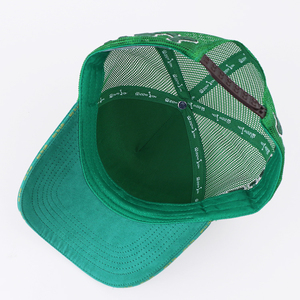 Qianzun vert Suade bord couleur bloc coton sergé maille Snap camionneur chapeau, Sandwich bord 3d broderie logo 5 panneau camionneur chapeau - Product Image 4
