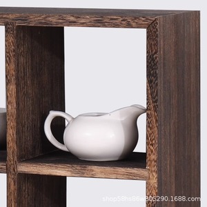 Solid Wood Tea Cake Rack Wall Mounted Rectangle Asian Style Durable Storage Display For Pu'er Tea And <b>Teacups</b> - Product Image 2